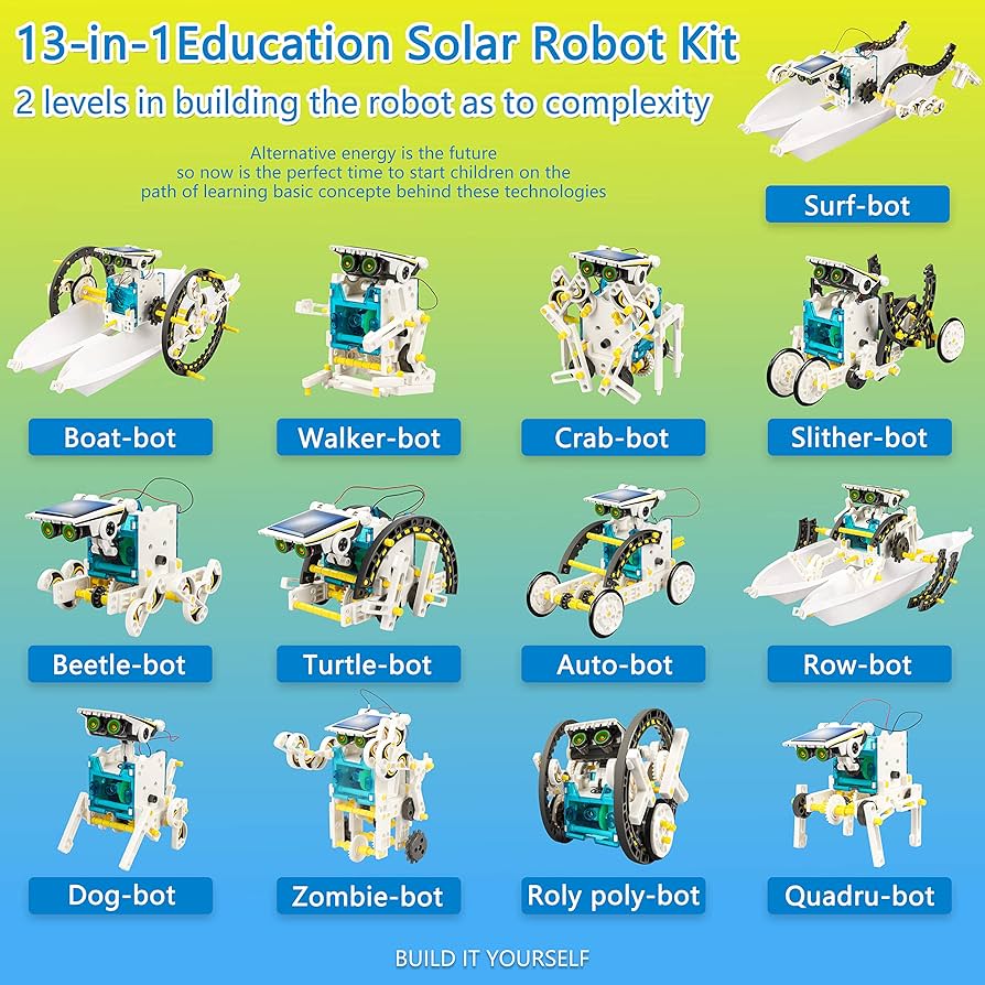 13in1 EDUCATIONAL KIT SOLAR ROBOT 教育用キット Amazon.com: Kidwill 13-in-1 Educational Solar Robot Kit for